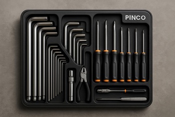 Nozzle, anahtar ve temizleme fırçası için bölmeli pinco takım tepsisi