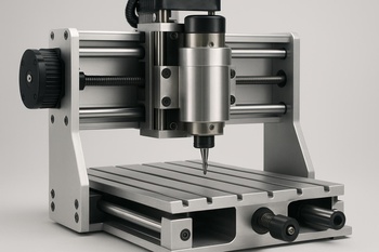 CNC tezgâhının iş mili ve tabla detayına yakın çekim