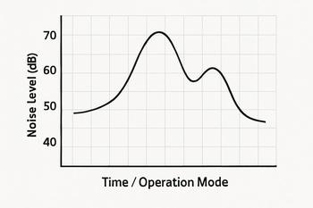 Farklı makine modları için gürültü seviyelerini gösteren basit çizgi grafiği