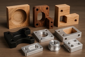 CNC ve lazer ile üretilmiş ahşap ve metal numune parçaları