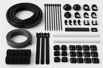 Makine arkasında renk kodlu pin co kablo kanalları ve etiketler