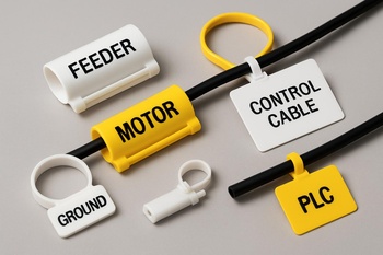 pin co marka renkli kablo etiketleri ve küçük kelepçelerden oluşan set