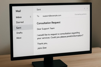 Bilgisayar ekranında MakerMill Pro atölye formu e-postası taslağı