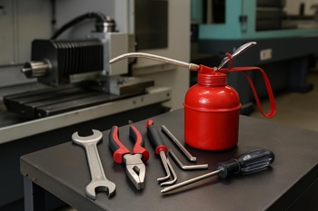 Lineer raylar için yağ şişesi ve küçük atölye bezi