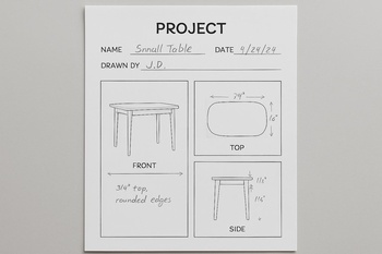 El ile doldurulmuş bir atölye plan şablonu ve yanında duran kalem